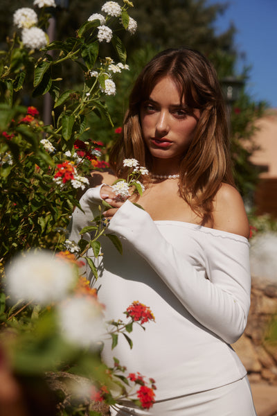 Off Shoulder Long Sleeve - White
