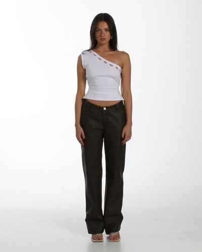 Gisele Top in Tan & White