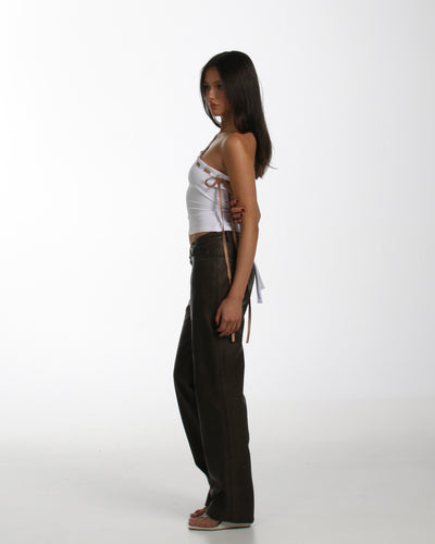 Gisele Top in Tan & White