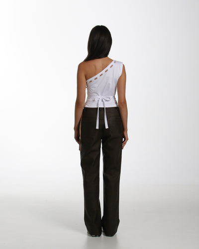Gisele Top in Tan & White
