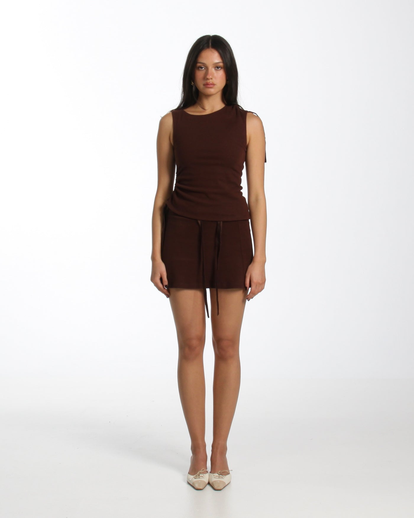 Tie Up Skort in Choc