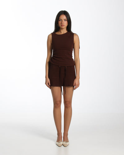Tie Up Skort in Choc