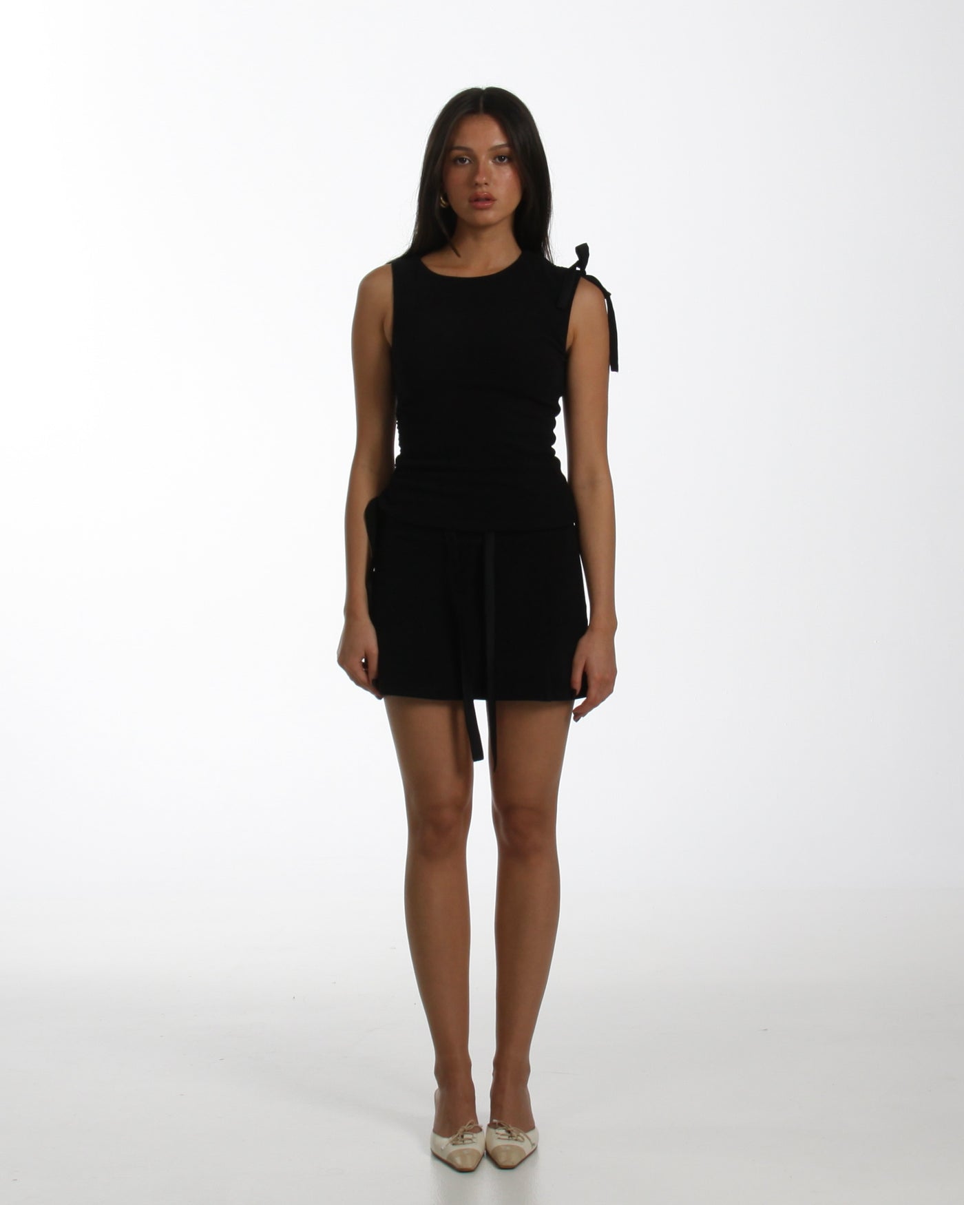 Ribbon Toggle Top in Noir