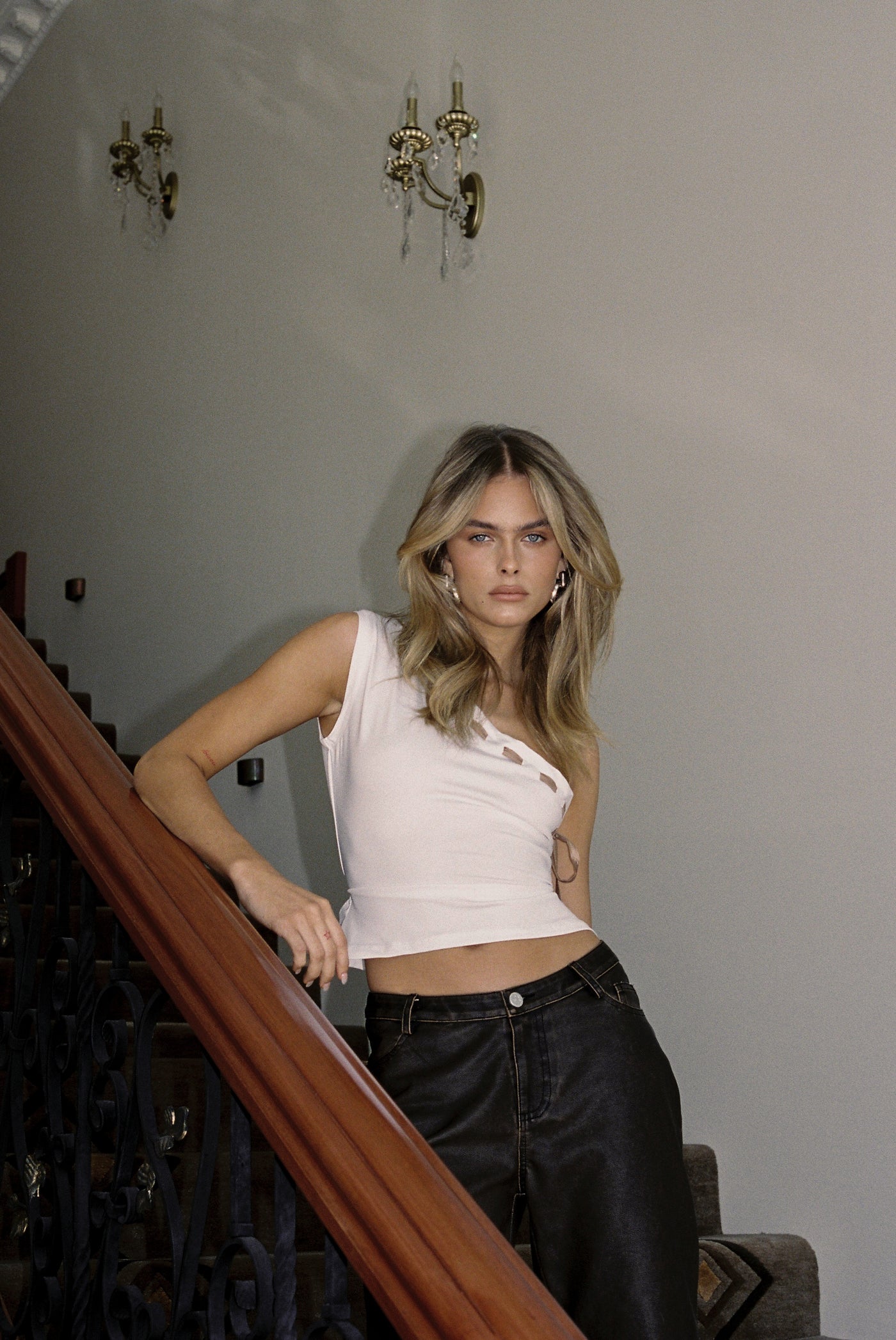 Gisele Top in Tan & White