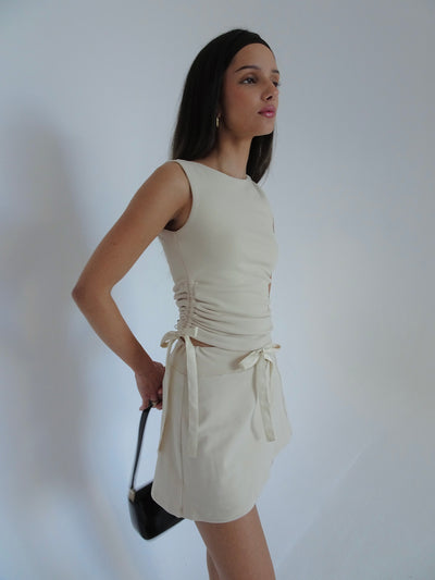 Tie Up Skort in Buttercream